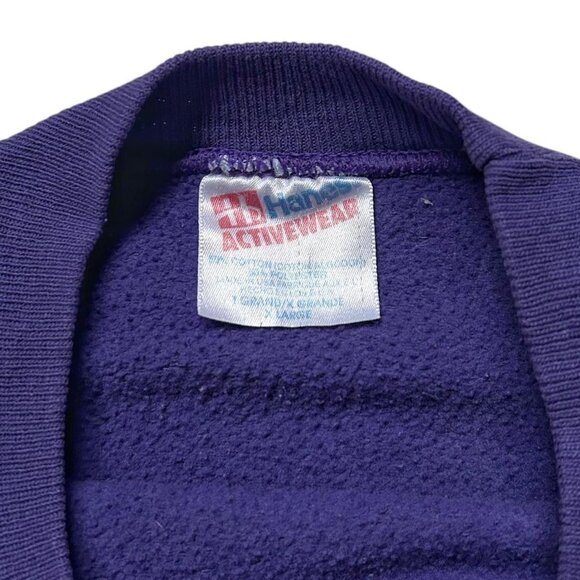 90s Vintage Front Back Cat Cartoon Sweatshirt Purple Crewneck Oldland Comic. - Picture 6 of 7